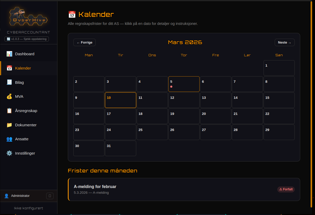 CyberAccountant Calendar