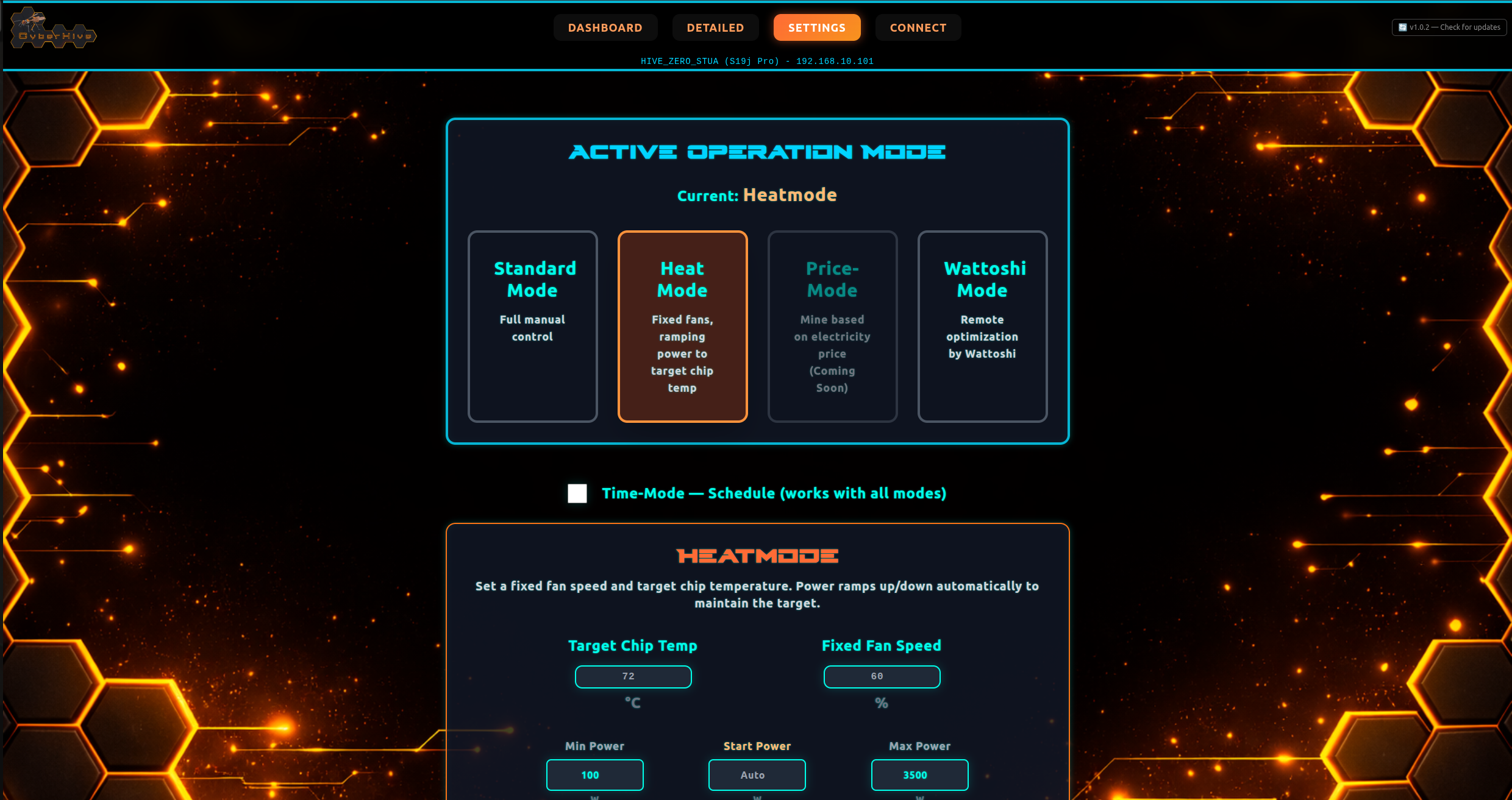 Hive-Control Settings